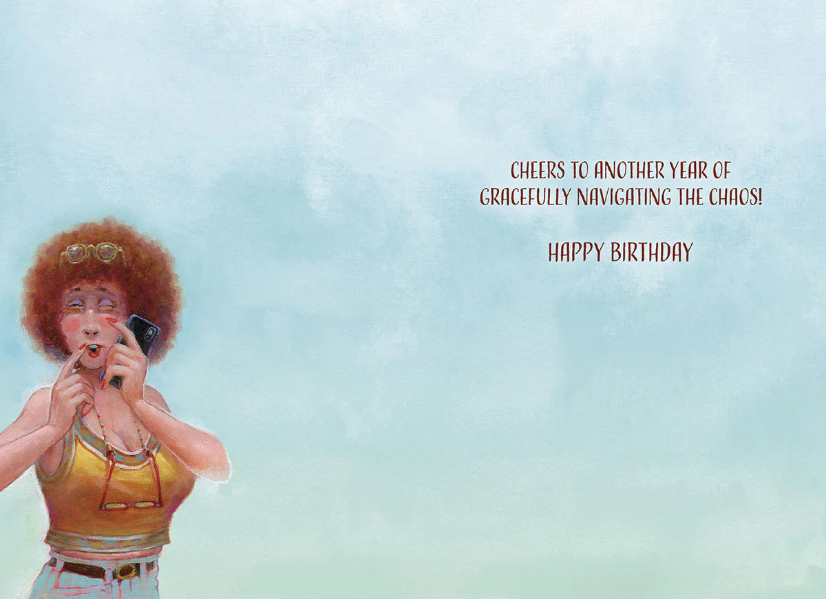 Birthday Card - Retro Woman on Phone