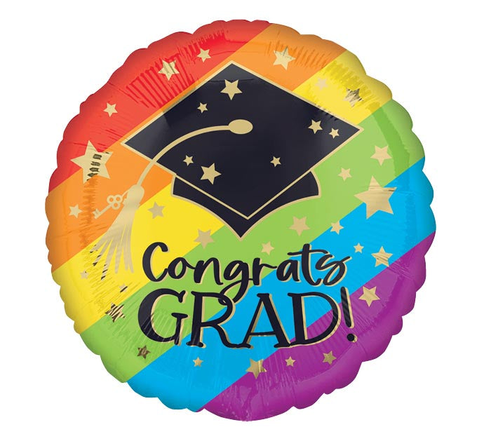 17" GRAD BOLD RAINBOW GRAD FOIL BALLOON