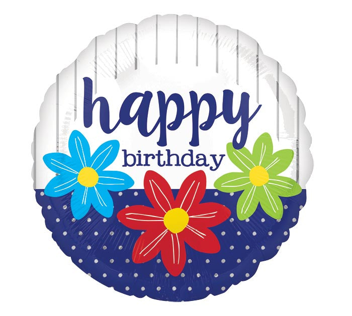 368 18" BIRTHDAY FLOWERS FOIL BALLOON