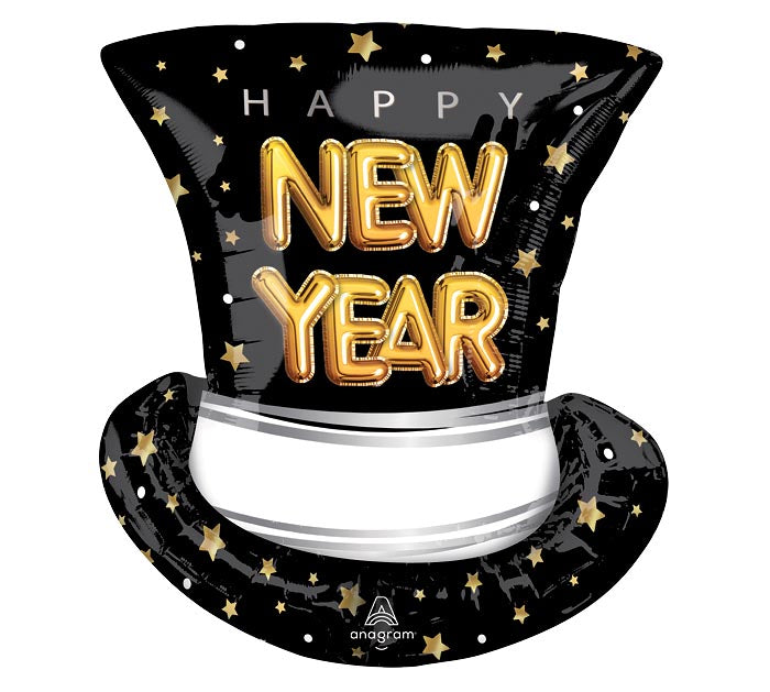 24" HAPPY NEW YEAR TOP HAT FOIL BALLOON