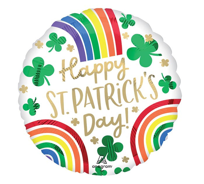 17&quot; ST PATRICK&#39;S DAY RAINBOWS FOIL BALLOON