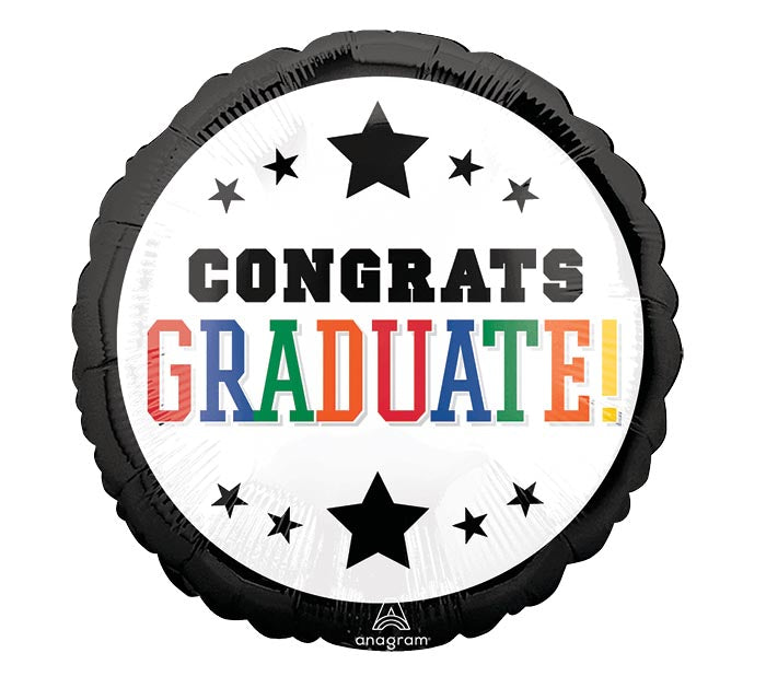 17" GRADUATION BRIGHTS BLACK BORDER FOIL BALLOON