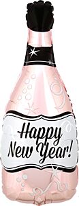 26" Happy New Year Rose Gold Bottle Foil Balloon