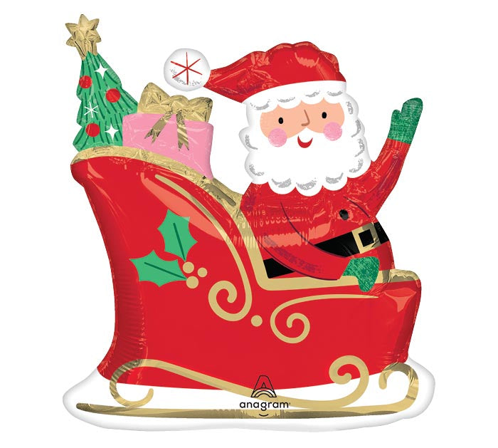 14" INFLATED STARRY NIGHT SANTA SHAPE