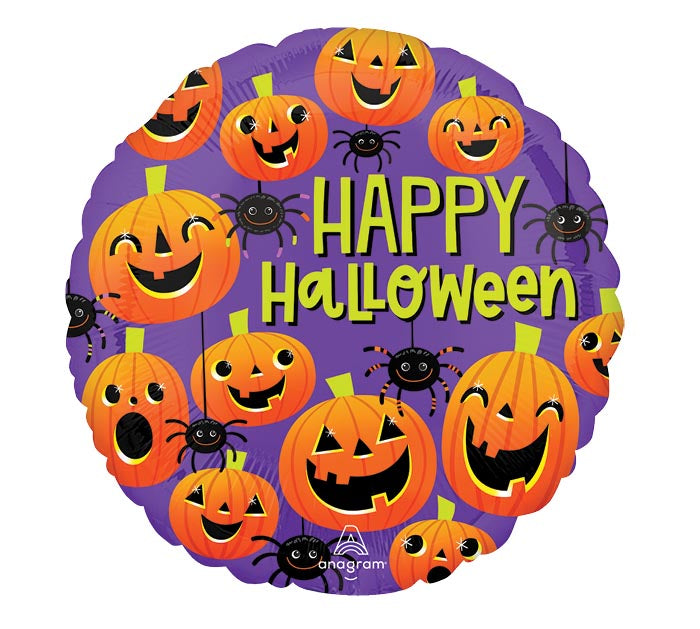 17" HALLOWEEN SPIDERS & PUMPKINS FOIL BALLOON