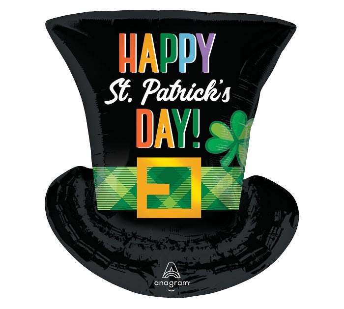 24" HAPPY ST. PATRICK'S DAY TOP HAT FOIL BALLOON