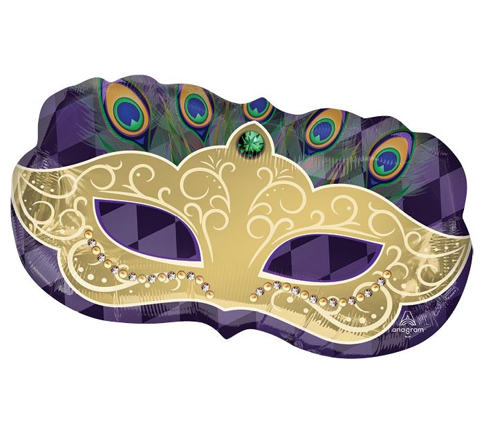 30&quot; MARDI GRAS MASK SUPERSHAPE FOIL BALLOON