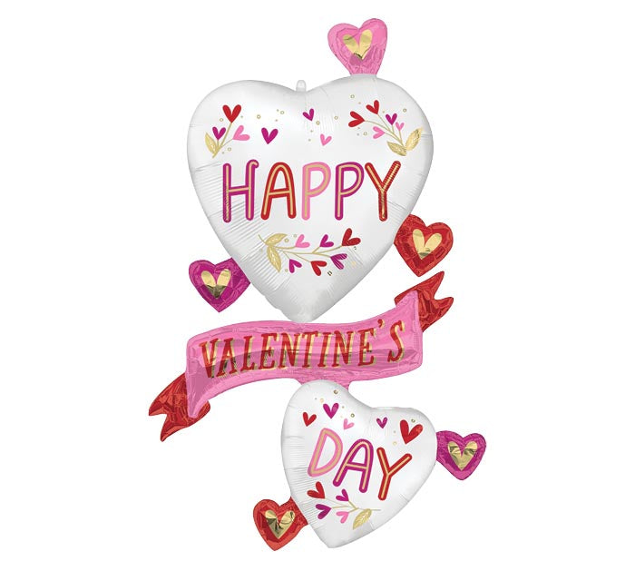 49" HAPPY VALETINE'S DAY BOTANICAL TRACES MULTIBALLOON
