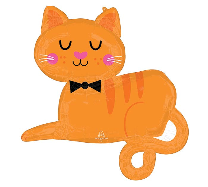 247 31&quot; ORANGE TABBY CAT SHAPE FOIL BALLOON