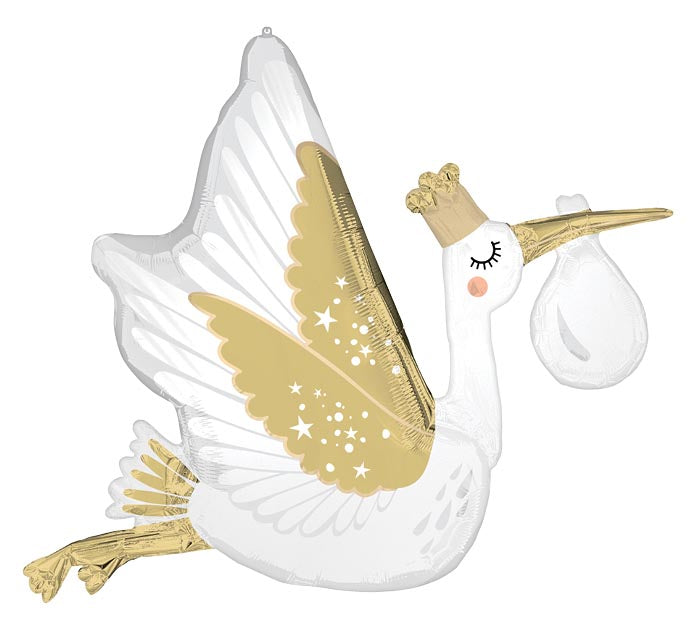 946 35" SATIN SPECIAL DELIVERY BABY STORK