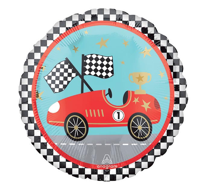 568 17" RACE CARS ROUND Foil Balloon