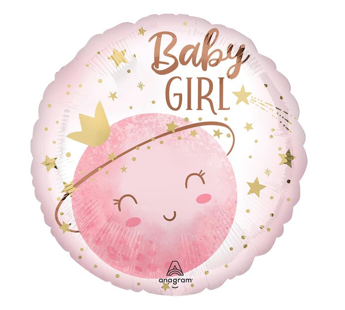 17" Baby Girl Moon Foil Balloon
