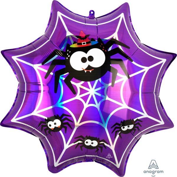 22" Iridescent Spiderweb Mylar Balloon