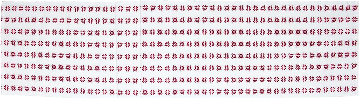 Cotton Table Runner Dining Room Tabletop Decorations for Home and Tablescapes, 72" x 13", Red & White Snowflake