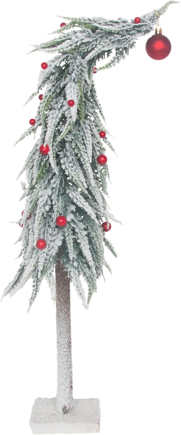 Artificial Flocked Christmas Tree Holiday Decorations for Home, Small 26.5", Whimsical