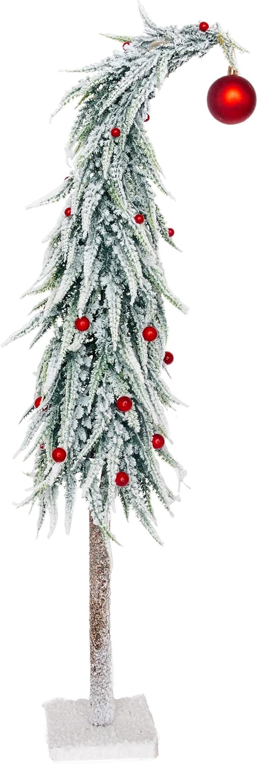 Artificial Flocked Christmas Tree Holiday Decorations for Home, Large 31", Whimsical