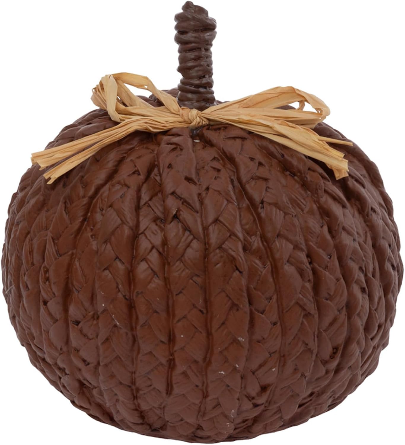 Woven Pumpkin Tabletop Mantel Shelf Fall Autumn Thanksgiving Halloween Decorations for Home, Small, Brown