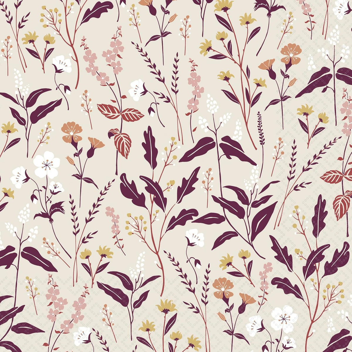 Party Napkins Disposable 3-Ply Paper Lunch Napkin Pack, 6.5" x 6.5", Pretty Meadow Autumn, 20-Count