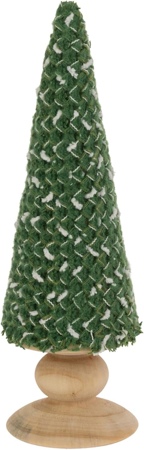Cone Christmas Tree for Tabletop Mantel Shelf Winter Holiday Decorations for Home, Large, Wool Green &