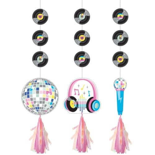 Birthday Beats Hanging Decor with Vinyl Records and Iridescent Tassels