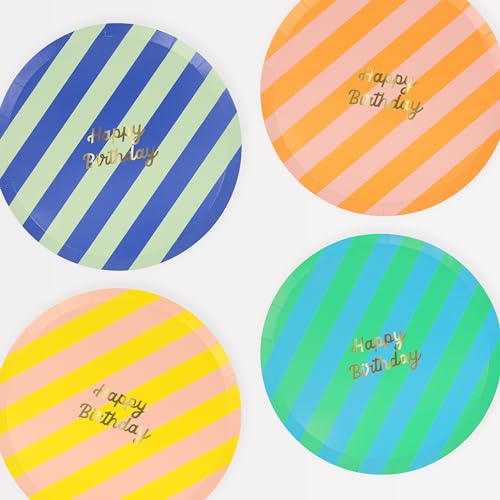 Meri Meri Stripe Happy Birthday Side Plates