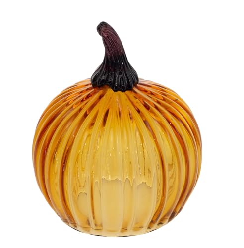 Medium Amber Glass Pumpkin