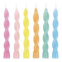 Assorted Spiral Shaped Birthday Candles 6ct