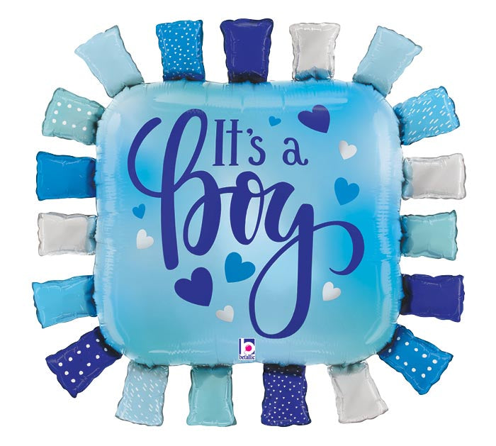 34"PKG IT'S A BOY TAGGIE SQUARE BLUE SHAPE