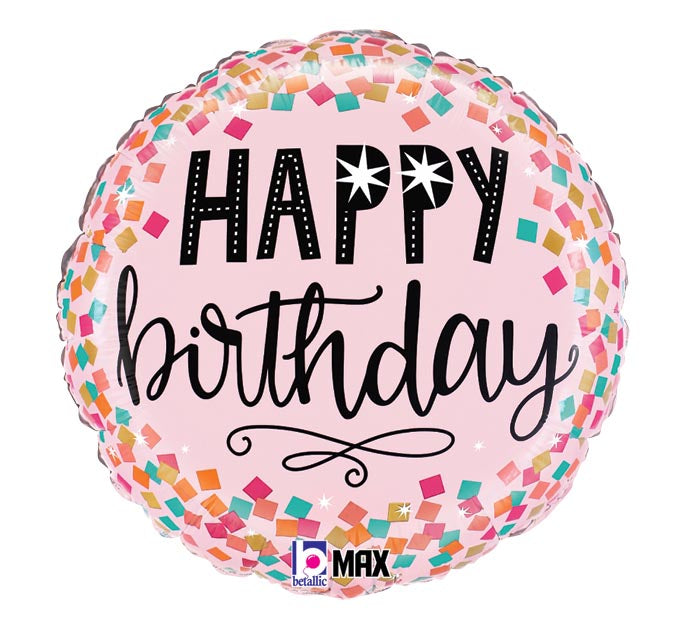 343 18"PKG PINK CONFETTI BIRTHDAY