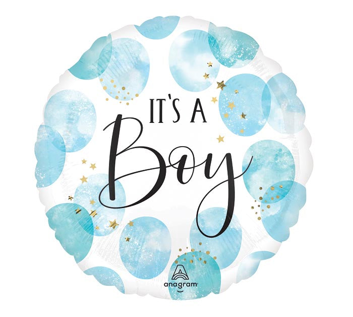 17" PKG BABY BOY WATERCOLOR BALLOON