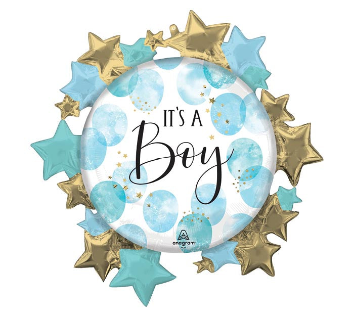 26" PKG BABY BOY WATERCOLOR SUPERSHAPE