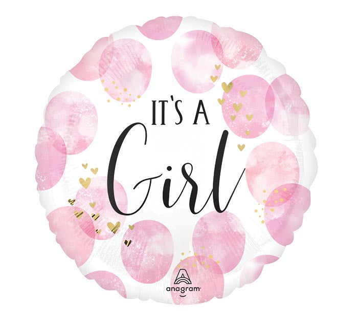 955 17" PKG BABY GIRL WATERCOLOR BALLOON
