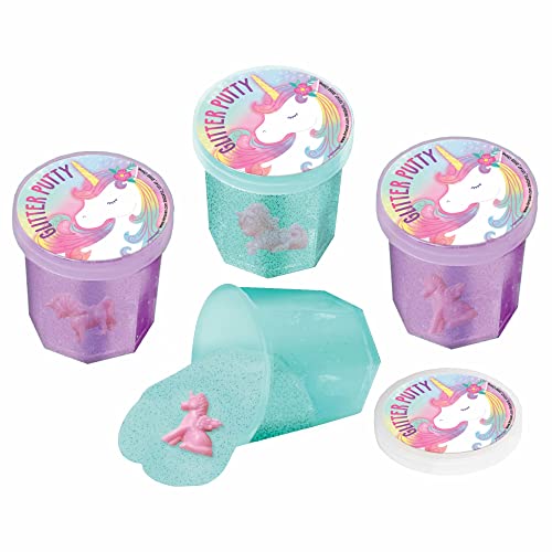 Unicorn Glitter Putty High Count Favor Pack - (Set of 12)