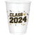 Class of 2024 Printed Plastic Cups - Black, Silver, Gold