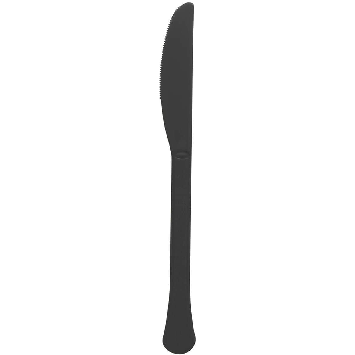 Jet Black Plastic Knives, 20 Count
