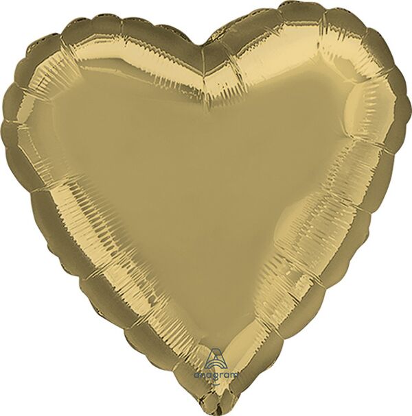 731 18" White Gold Heart Foil Balloon