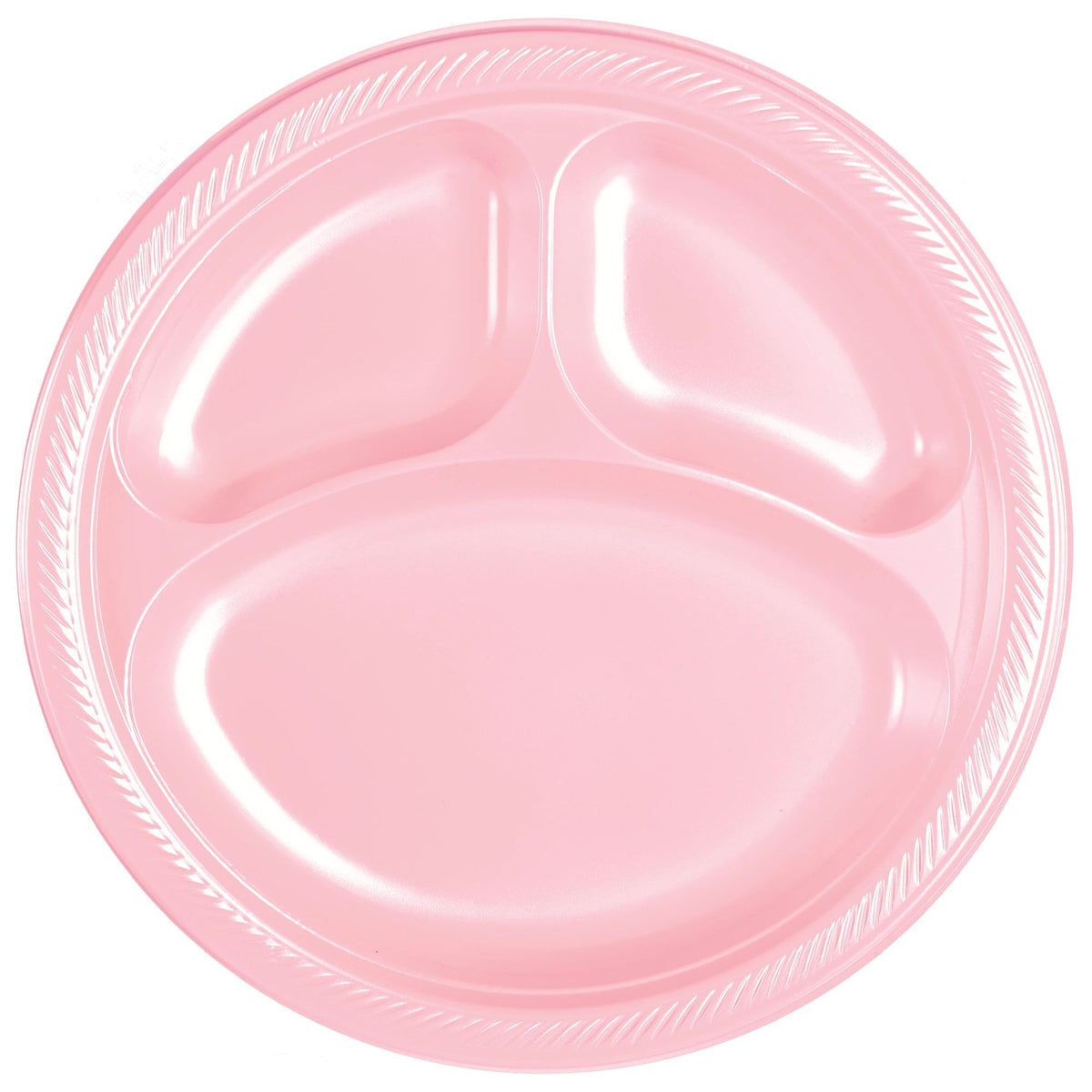 Divided 10.25" Plastic Plate 20 Ct -Rose