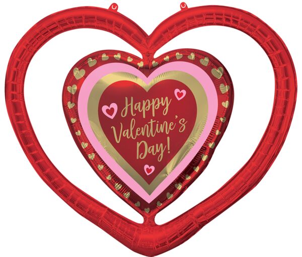 G011 39&quot; HVD Golden Hearts Open Heart Foil Balloon