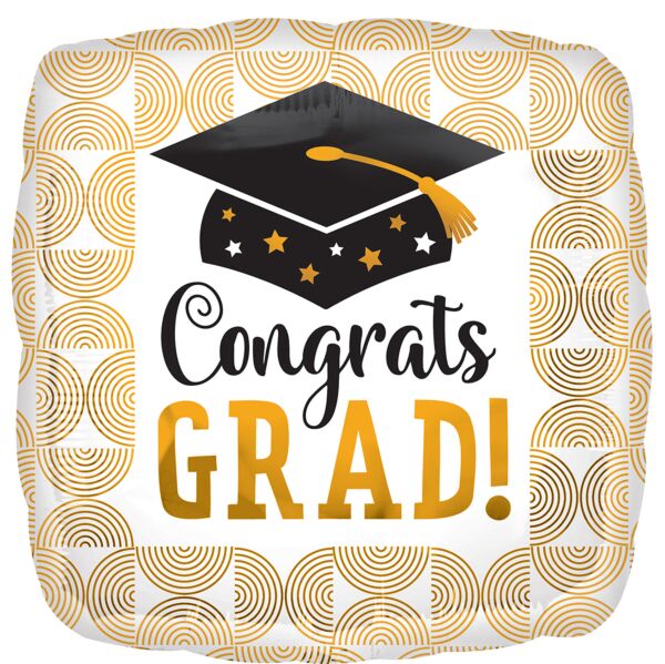 28&quot; Congrats Grad Ribbed Lines Foil Balloon