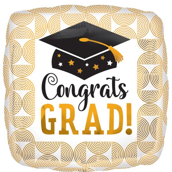 1066 28" Congrats Grad Ribbed Lines Foil Balloon