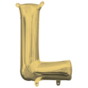 16" White Gold Letter Air-Filled Mylar Balloon