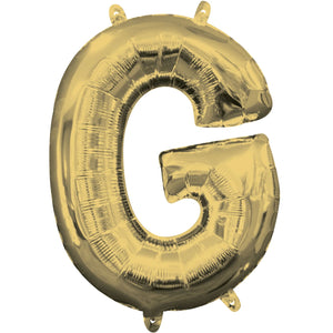 16" White Gold Letter Air-Filled Mylar Balloon