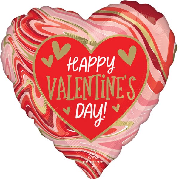 17" Twisty Marble Happy Valentine's Day Balloon