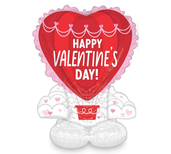 50" AIRLOONZ HAPPY VALENTINE'S DAY HOT AIR BALLOON BALLOON