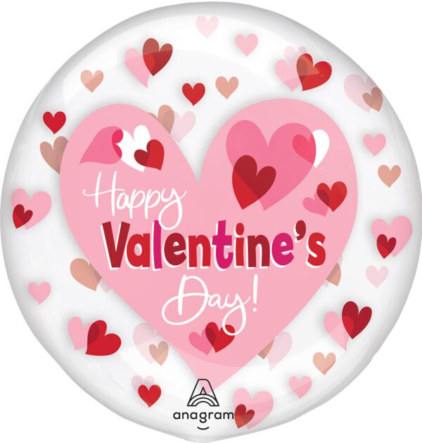 J05 18&quot; Happy Valentines Day Clearz Playful Hearts Balloon