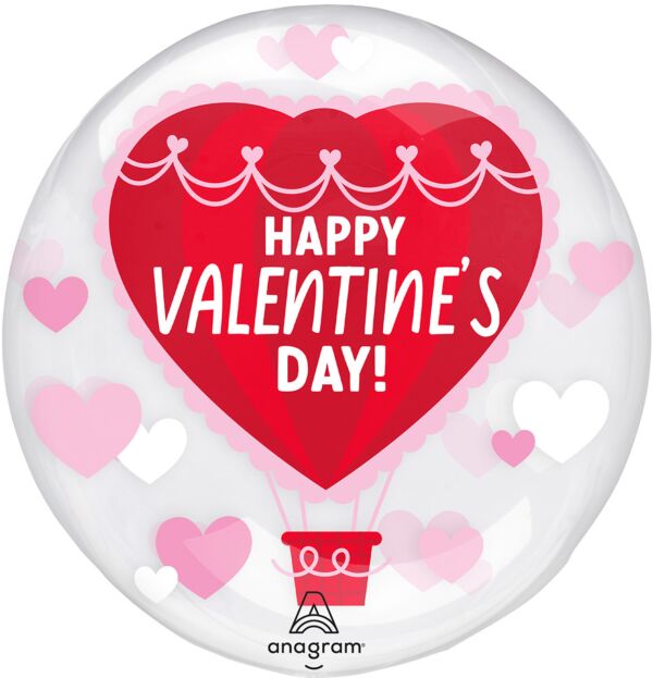 J02 18" Happy Valentines Day Clearz Hot Air Balloon Balloon