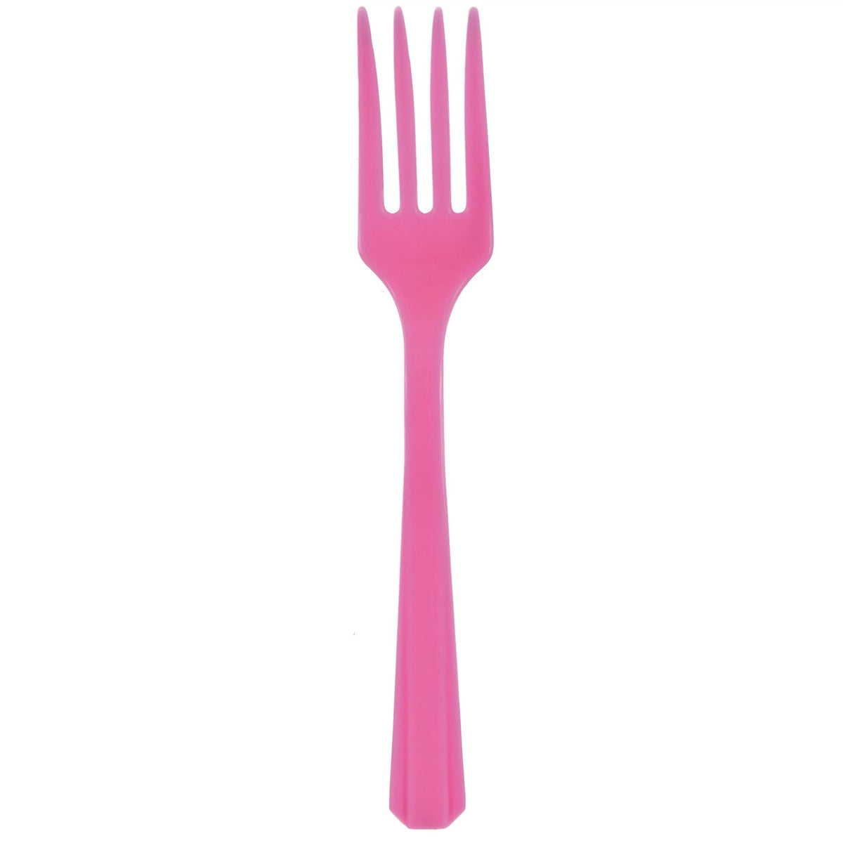 Value Reusable Plastic Forks, Mid Ct. - Bright Pink