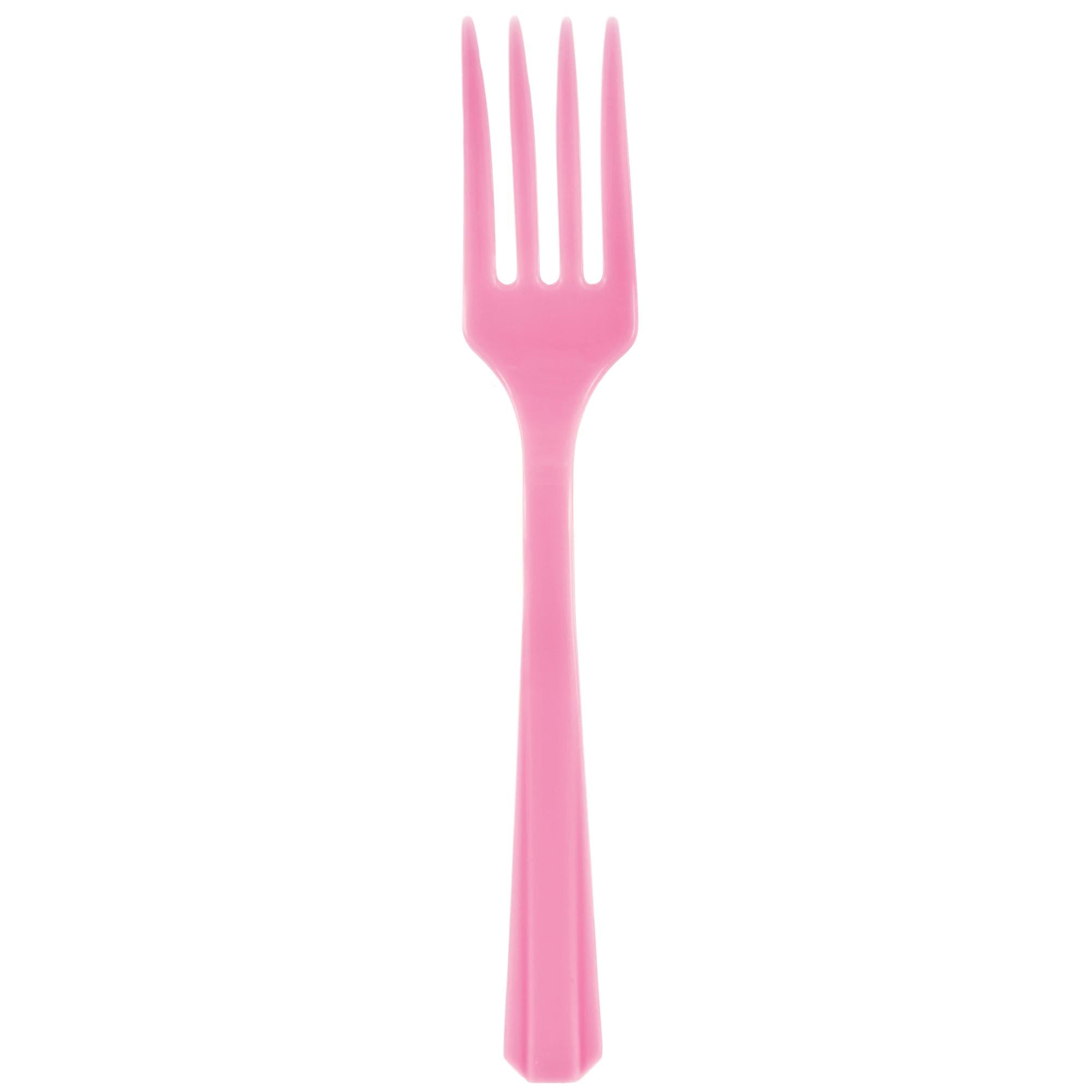 Value Reusable Plastic Forks, Mid Ct. - New Pink