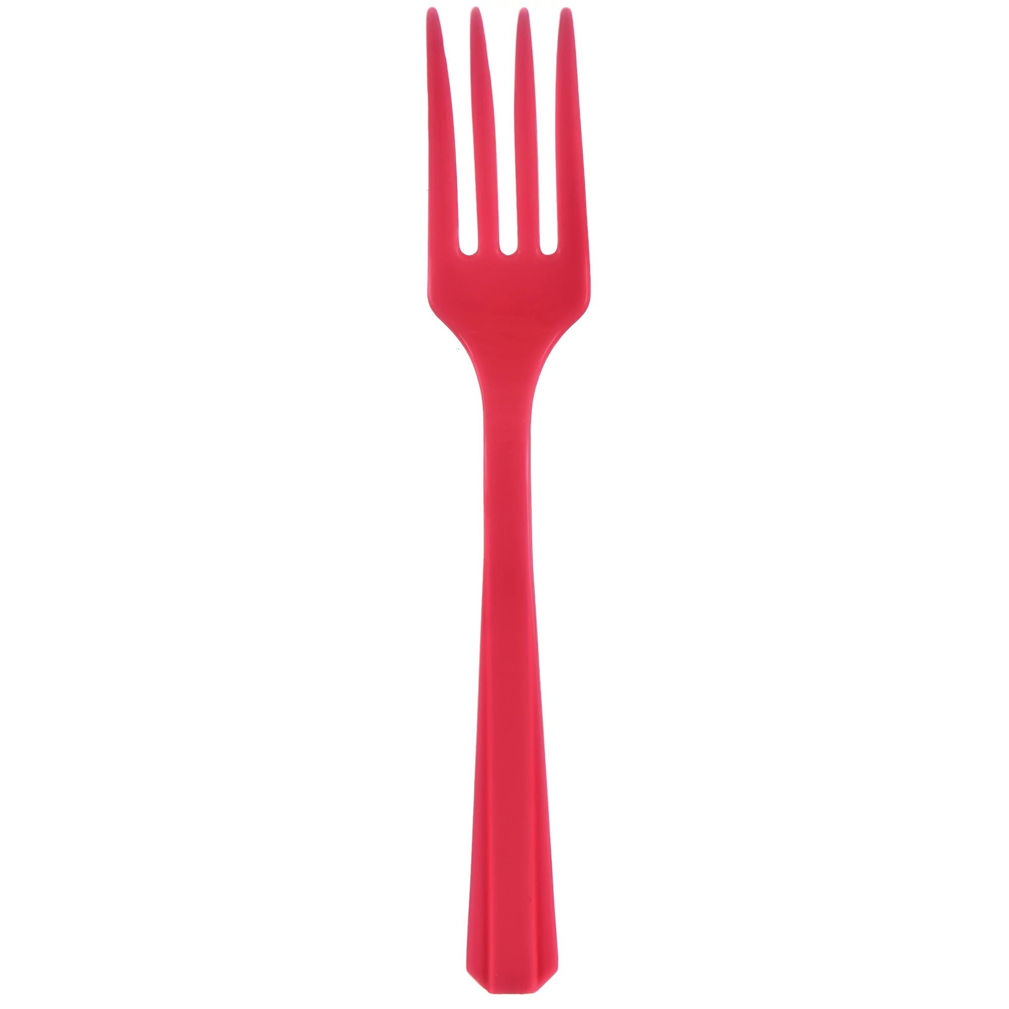 Value Reusable Plastic Forks, Mid Ct. - Apple Red