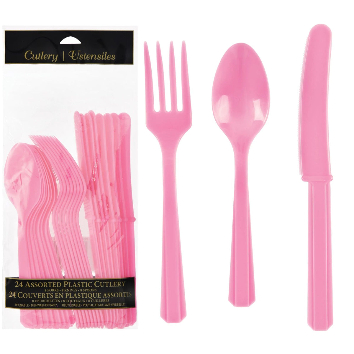 Value Reusable Assorted Cutlery, Low Ct. - New Pink